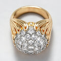 Domed Clear Stone Filigree Statement Ring In Gold Tone view 3