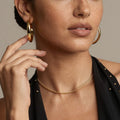 Gold Steel Twisted Sparkle Chain Necklace And Bracelet Set view 4