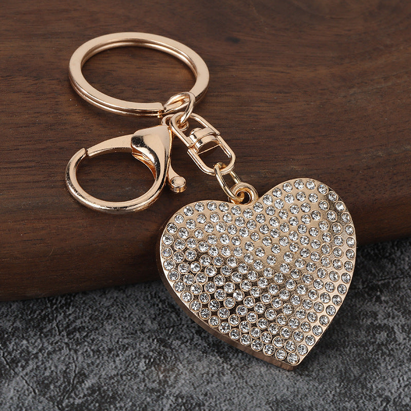 Rhinestone Heart Keychain for Couple Gift Bag Charm and Car Keys