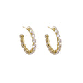 Gold Clear Look Accent Open C Hoop Statement Stud Earrings view 5