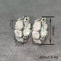 Silver Tone Oval Clear Stone Prong Set Small Hoop Earrings view 4