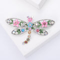 Floral Enamel Dragonfly Brooch with Crystal Tail Clothing Pin view 6