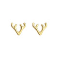 Gold Mini Deer Antler Horn Shaped Stud Earrings Pair view 5