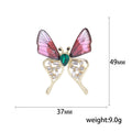 Gold Butterfly Brooch Green or Pink Resin Wings Rhinestone Body view 5