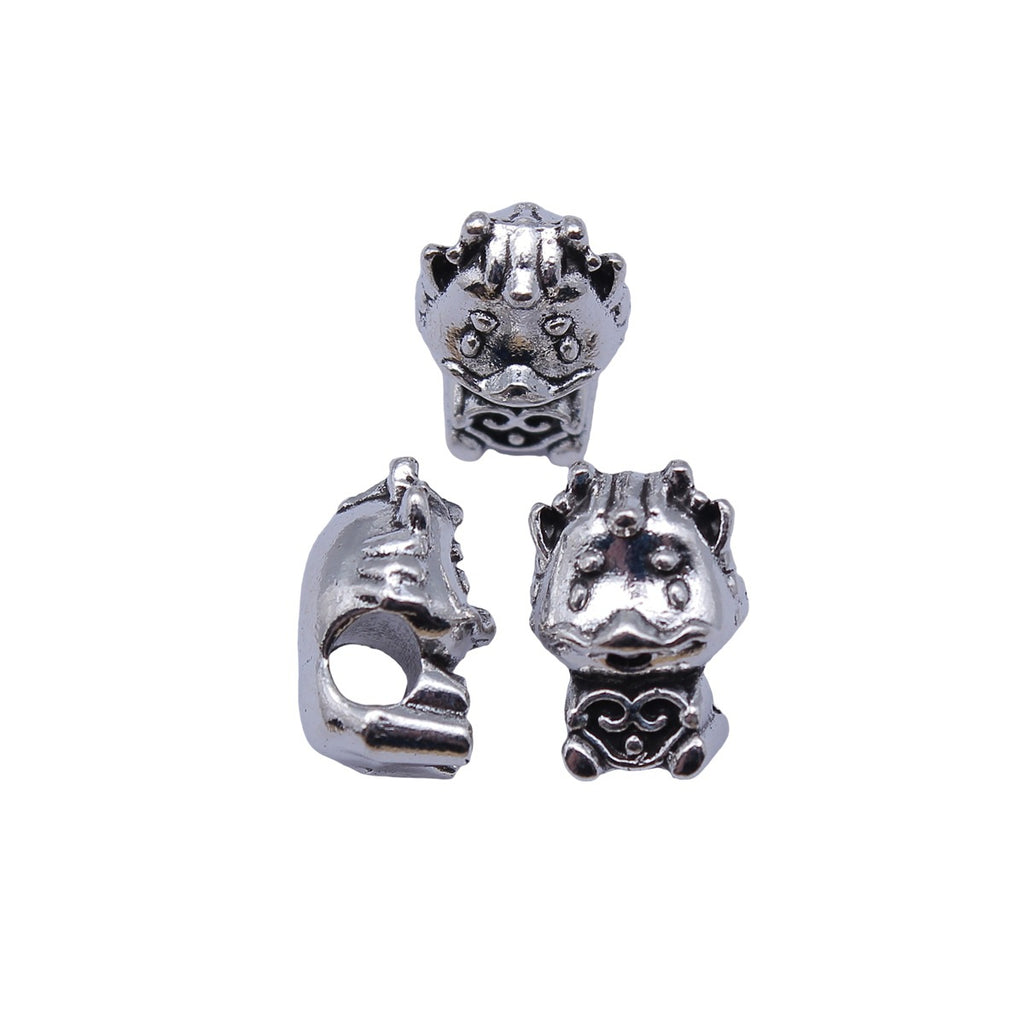 14x10x9.2mm 3.1g Antique Silver Zinc Alloy Heart Dragon Large Hole Beads for Bracelet Necklace DIY