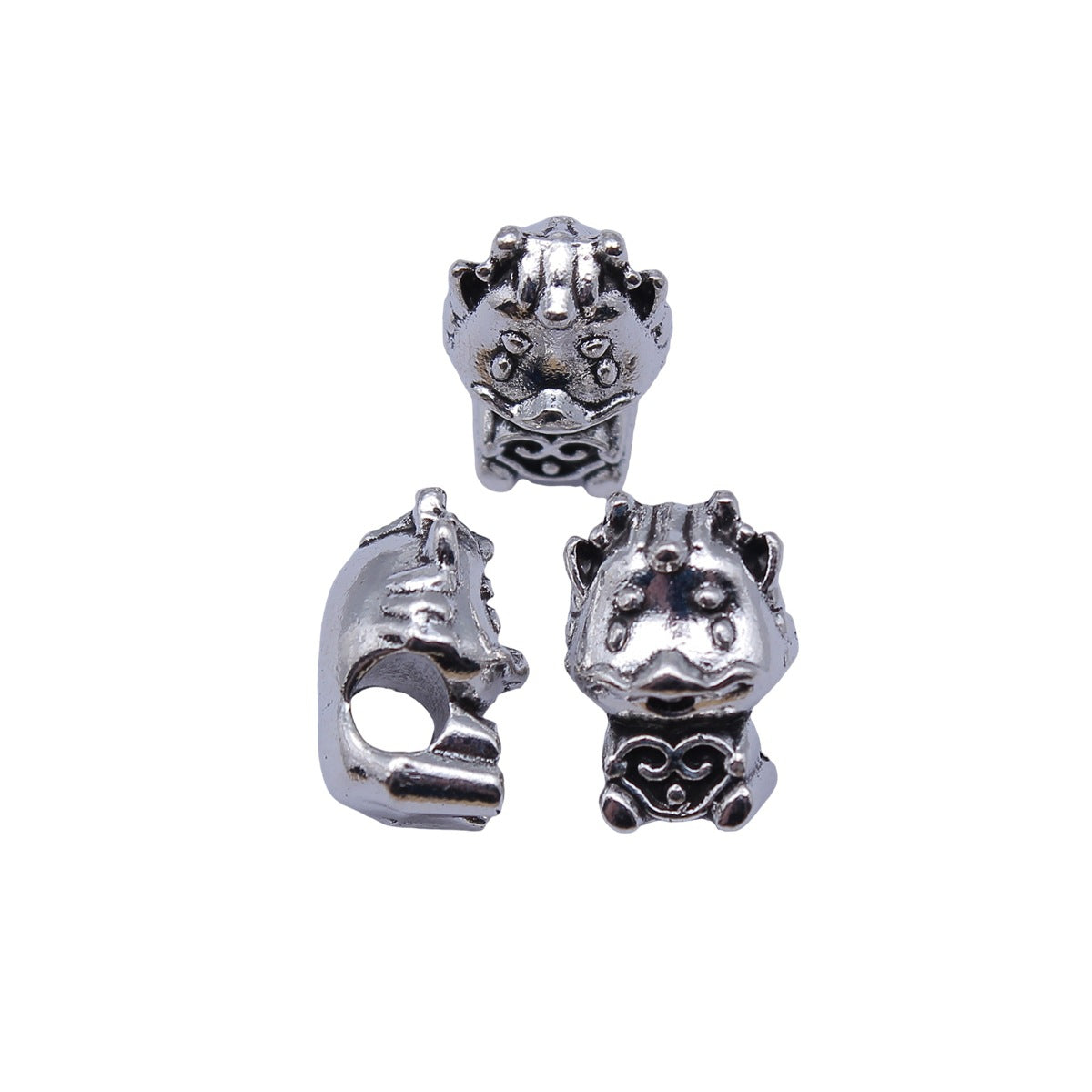 14x10x9.2mm 3.1g Antique Silver Zinc Alloy Heart Dragon Large Hole Beads for Bracelet Necklace DIY