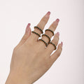 Gold Green Glass Stone Full Eternity Band Rings Stainless Steel view 4