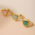 Open Gold Ring With Triangle Faceted Czech Glass Stone view 3