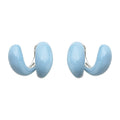 Light Blue Enamel Double Bean Front-Back Two-Way Stud Earrings view 5