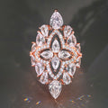 Rose Gold-Tone Large Pear Cluster Clear Stone Ring Sizes 6-10 view 2