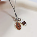 Coffee Bean and Cup Black Phone Strap Charm with Metal Tags view 5