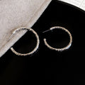 Textured and Smooth C Hoop Earrings in Gold and Silver Tones view 7