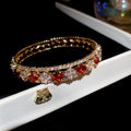 Open Cuff Crystal Bangles Green Pink Red Gold Silver view 9