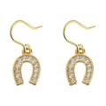 Gold-Tone Pavé CZ Horseshoe U-Shape Fishhook Dangle Earrings view 5