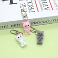 Flocked Standing Cat Clip Keychains in Three Colors view 2