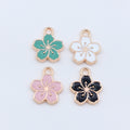 Gold Tone Five Petal Flower Enamel Charms in Four Colors view 2