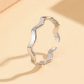 Silver Gold Open Wave Band Adjustable Ring Two Finishes view 3
