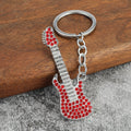 Colorful Rhinestone Guitar Metal Keychain Concert Gift Accessory
