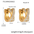Crystal Crossed and Baguette Hoop Earrings in Gold and Silver Tone view 6