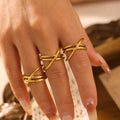 Gold Cross Wrap Multi-Band Openwork Metal Finger Ring view 1