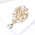 Ornate Pearl Teardrop Brooch With Hanging Gray Pearl view 4