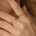 Open Cross Teardrop Loop Stainless Steel Ring Gold Or Steel view 3