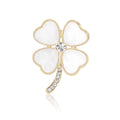 Open Four Leaf Clover Brooch Pin in Gold or Silver Tone view 1