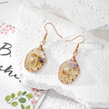 Wire Wrapped Oval Dried Flower Resin Earrings 7 Styles view 4