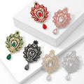 Ornate Filigree Teardrop Brooch in Polished Metal for Jackets and Scarves view 2
