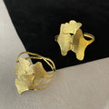 Metal Ginkgo Leaf Open Cuff Bracelet Silver Gold 2 Colors view 4