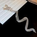 Silver Tone Butterfly Or Bow Hair Claw With Long Crystal Fringe view 6