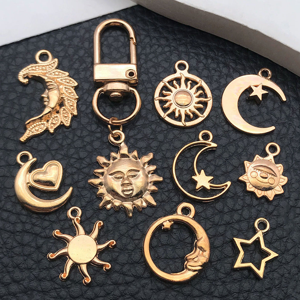KC Gold Zinc Alloy Hollow Star Moon Sun Charm Pendant for DIY Bracelet Keychain Making