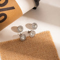 Silver Tone Round Clear Stone Halo Clip and Stud Earrings view 2