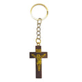 Dark Wood Crucifix Split Ring Keychain and Attached Hardware view 5
