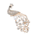 Pearl Tail Rhinestone Peacock Brooch in Gold and Silver view 5