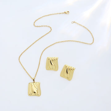 Sixty-One Gold Tone Sculptural Necklace and Earring Jewelry Sets