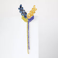Blue And Yellow Wheat Stem Brooch Decorative Lapel Pin view 3