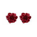 Burgundy Resin Rose Stud Earrings Fashion Jewelry Accessory view 5