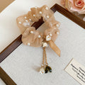 Organza Bow And Pearl Scrunchies With Charm Tassels view 9