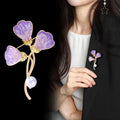 Purple Three Leaf Clover Enamel Two Designs Metal Brooch Pin view 3