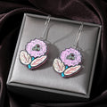 Silver Tone Colorful Flower Acrylic Long Hook Earrings in Eight Styles view 9