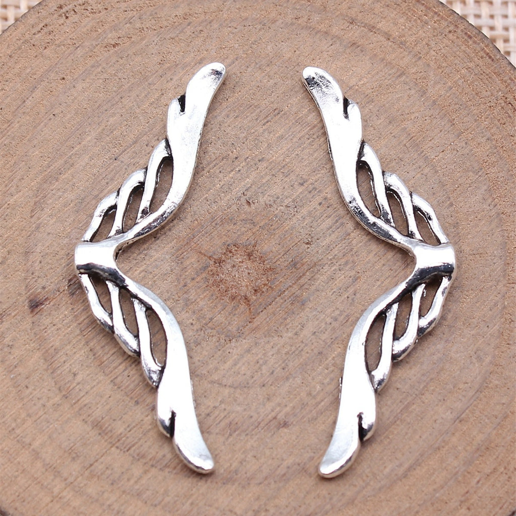 39x13mm 1.4g Antique Silver Zinc Alloy Wing Loose Metal Beads for DIY Bracelet Jewelry Making