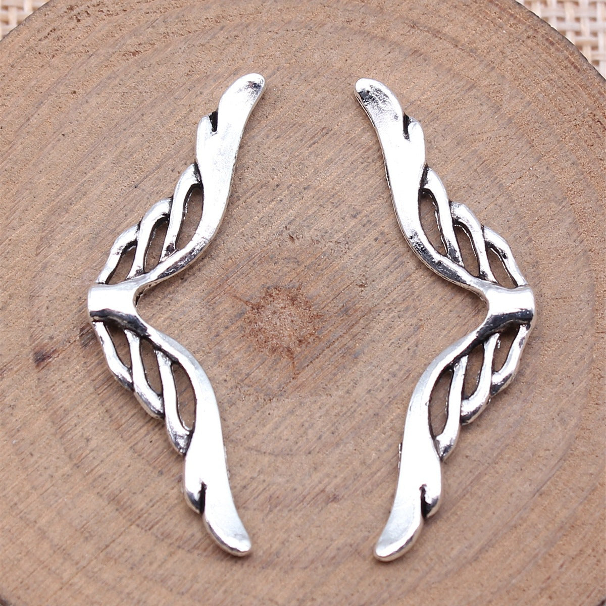 39x13mm 1.4g Antique Silver Zinc Alloy Wing Loose Metal Beads for DIY Bracelet Jewelry Making