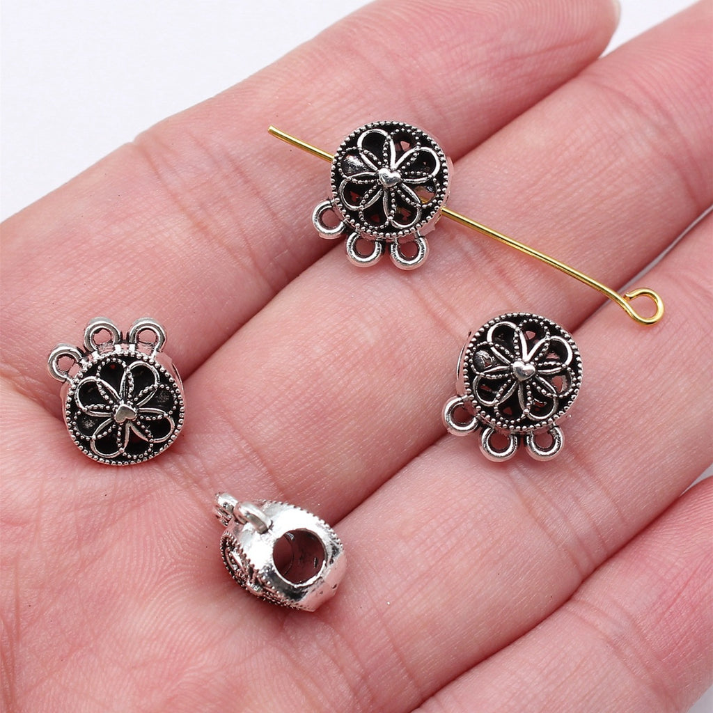 12.5x10.1x7.6mm 1.6g Antique Silver Zinc Alloy Dreamcatcher Large Hole Bail Beads for DIY Jewelry Making