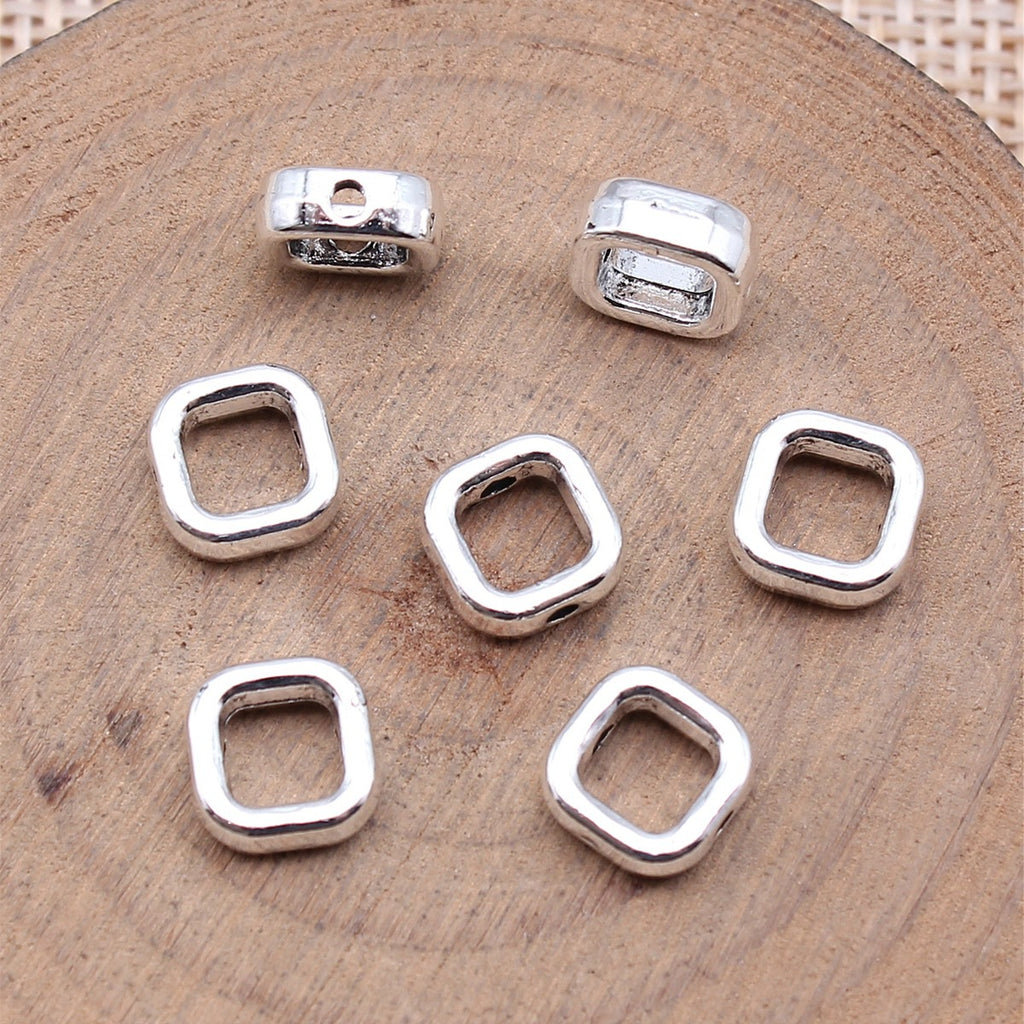 8x8x3mm 0.66g Antique Silver Zinc Alloy Square Small Hole Spacer Beads for Bracelet Jewelry Making