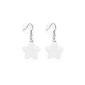 White Red Fuchsia and Purple Puffy Star Hook Earrings view 1