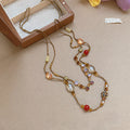 Red And Brown Beaded Layered Cord Necklace Jewelry Design view 2