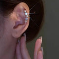 Silver Tone Leaf Branch Ear Cuff With White Pearls view 1