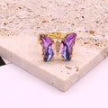 Gold Tone Faceted Crystal Butterfly Adjustable Rings in Five Colors view 6