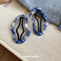 Blue White Plaid Fabric BB Snap Hair Clip 4 Shapes view 3